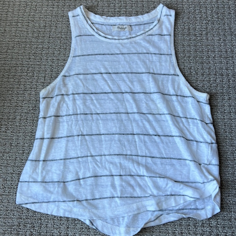 Madewell Striped High Neck Crop Top Tank